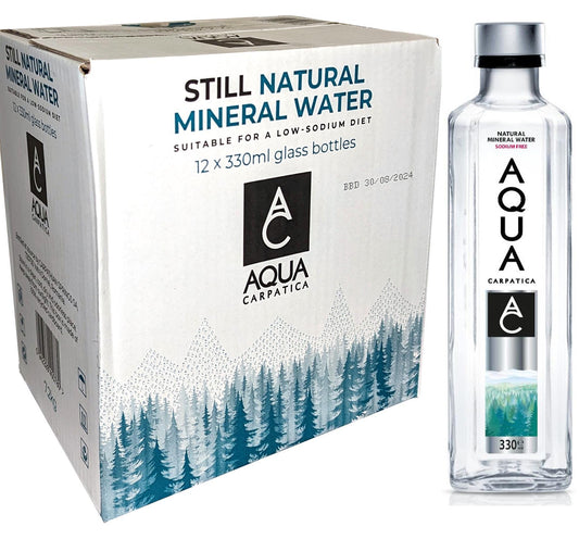 (Pack of 12) Aqua Carpatica Still Natural Mineral Water in Glass Bottle 330ML